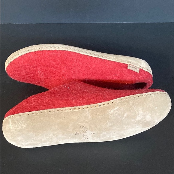 Glerups Natural Felted Wool Slip On Leather Sole Slippers Red Size 42 US W11 M9 - Picture 7 of 11
